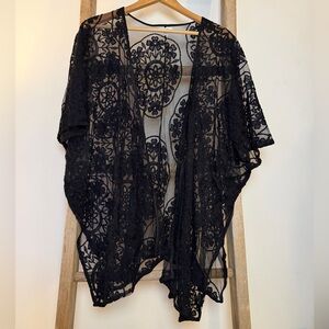 Maurices Black Lace Kimono Cardigan